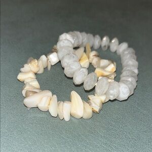 Elegant Cream and White Beaded Bracelet Set